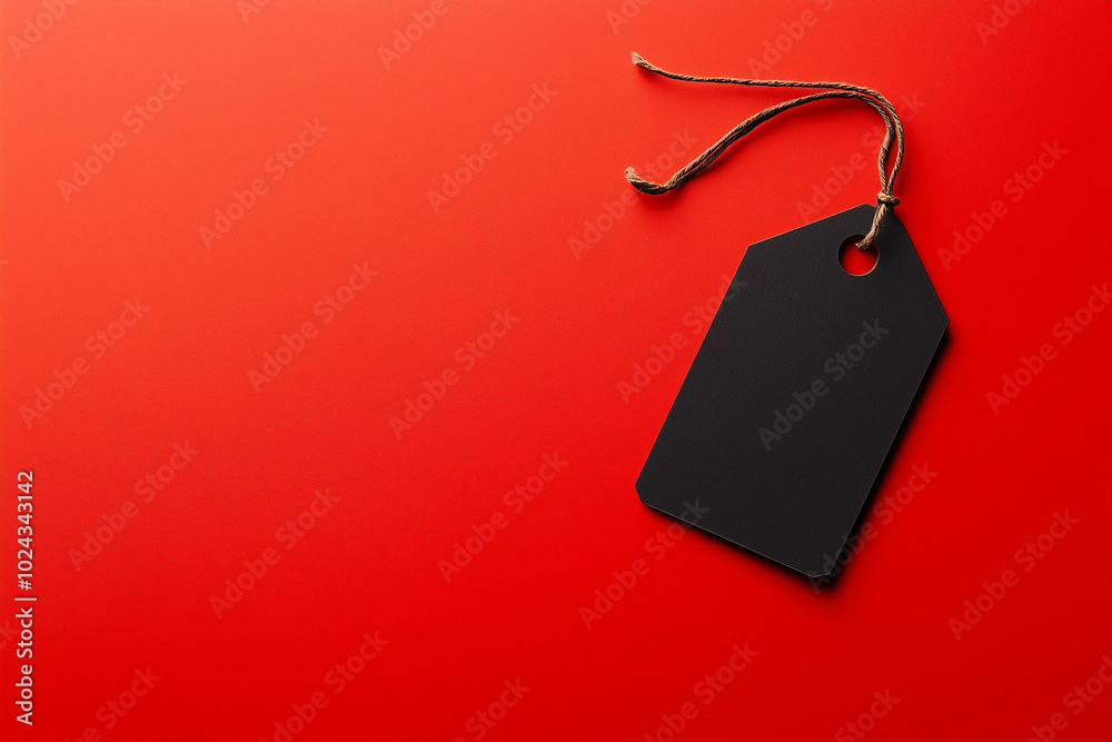 Fototapeta premium Black Friday Sale Concept with Black tag on red background for sales