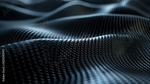 Abstract Wavy Black Carbon Fiber Texture