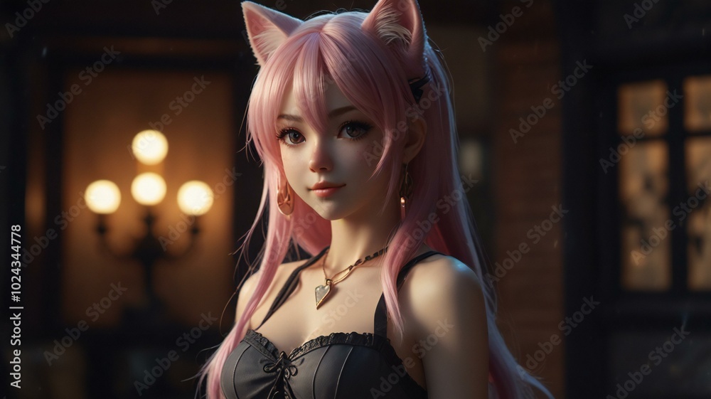 Fototapeta premium Frau mit Pinken Haaren 20241011-12