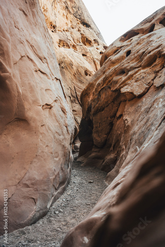 Narrow Sand Stone Slot Canyon In Central Utah