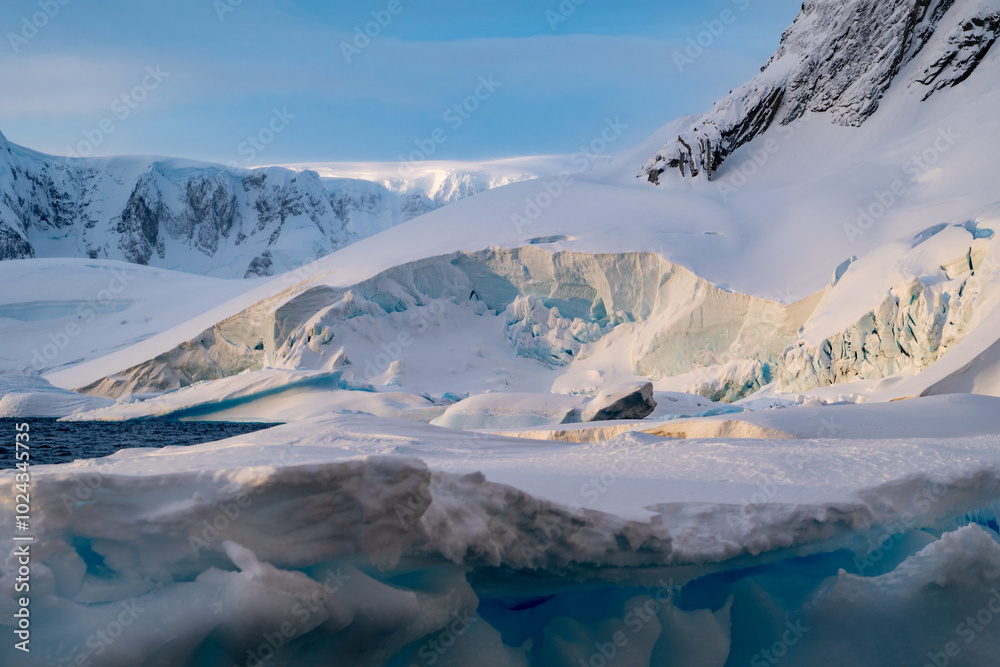 Antarctica mountains and ocean. South Pole. Antarctica seascape Antarctica mountains and ocean. South Pole. Antarctica seascape