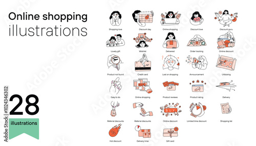 Online Shopping Illustrations. 28 illustrations.