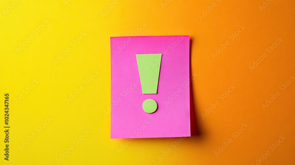 A vivid sticky note with an exclamation mark in the center, creating a sharp visual for urgency or high-priority messages. A vivid sticky note with an exclamation mark in the center, creating a sharp visual for urgency or high-priority messages.