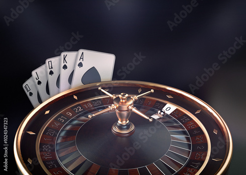 Casino Roulette and playing cards