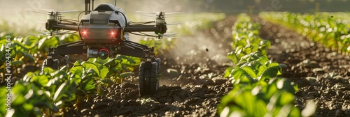 Advanced agricultural technology enhances crop management through AI-driven drones and robots monitoring farm health and productivity. Generative AI