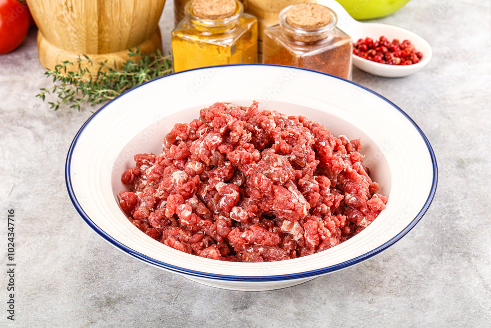 Raw beef minced meat for cooking Raw beef minced meat for cooking