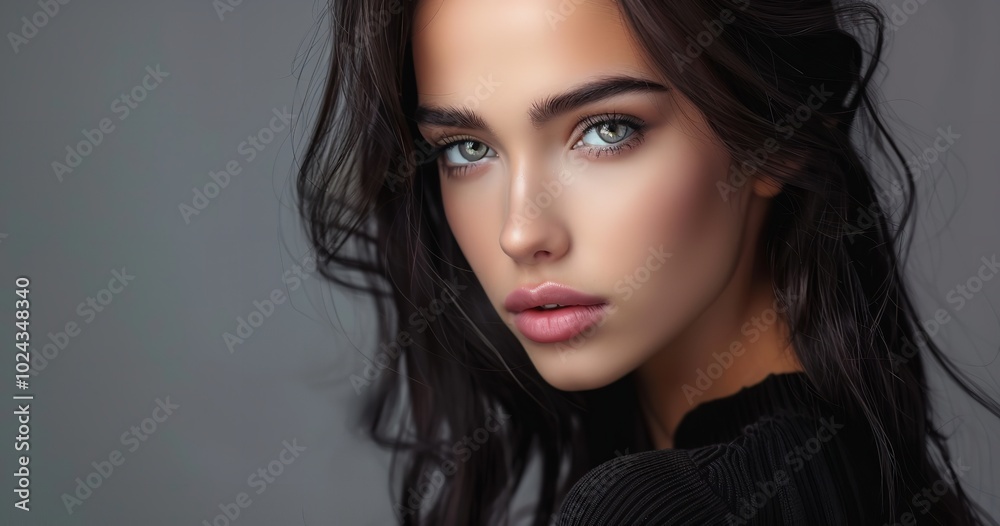 Wonderful picture of the youthful, fashionable brunette, Generative AI. Wonderful picture of the youthful, fashionable brunette, Generative AI.