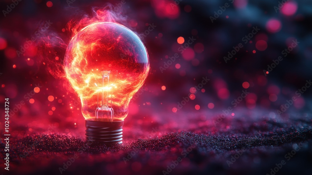 A light bulb is engulfed in flames, symbolizing a powerful and passionate idea. A light bulb is engulfed in flames, symbolizing a powerful and passionate idea.