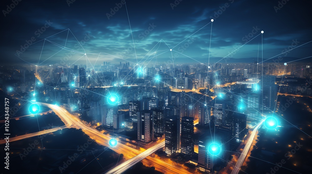 Fototapeta premium Wireless Cities: Shaping the Future of Connectivity 