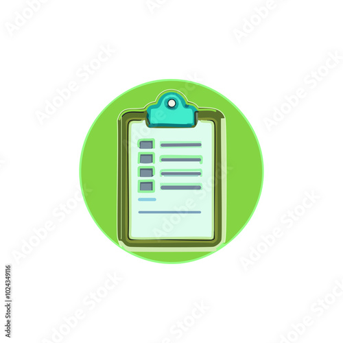 Clipboard with checklist flat icon. Vector illustration.