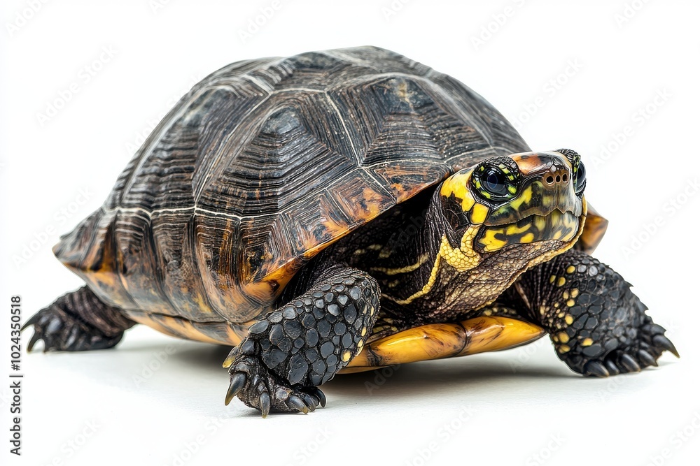 Fototapeta premium common box turtle, isolated on white