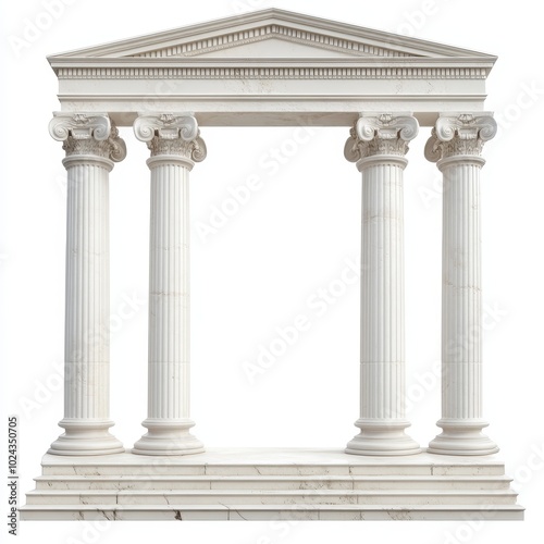 A classical architectural structure featuring four columns and a triangular pediment.