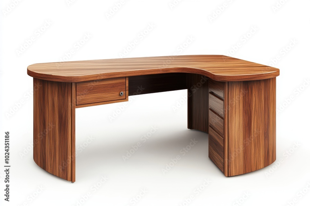 Corner desk isolate on white background, clipping path