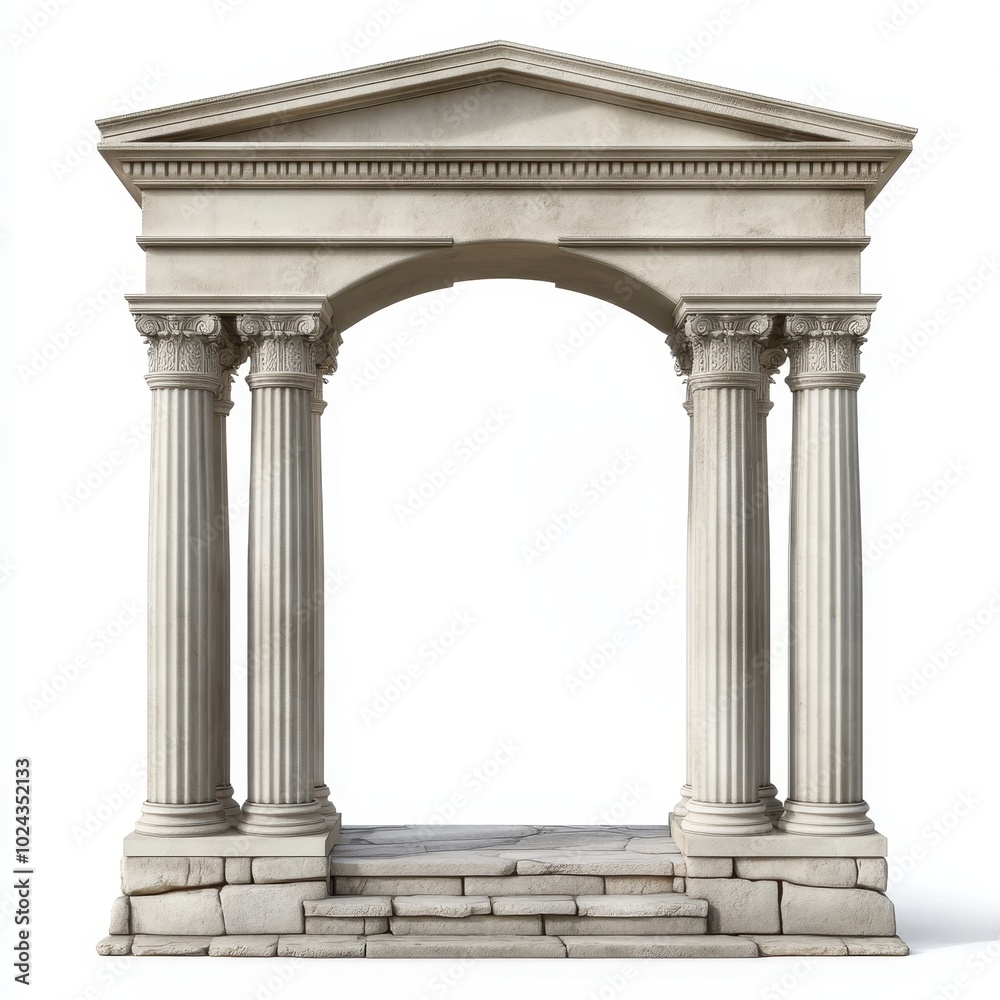 Obraz premium A classical stone archway with columns, showcasing ancient architectural design.