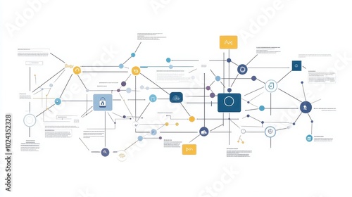 Interconnected Network of Abstract Shapes and Symbols