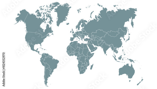 World map. Grey modern vector map. Silhouette map