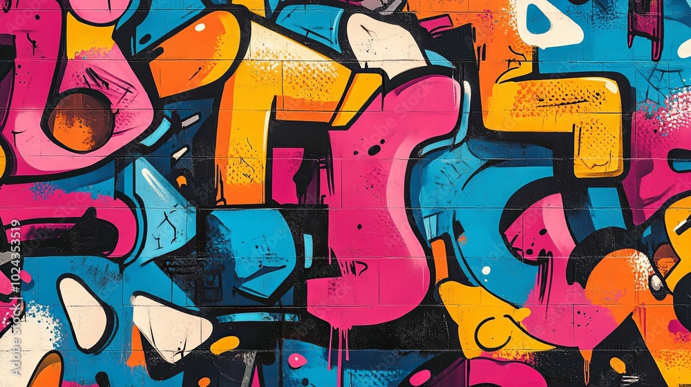 custom made wallpaper toronto digitalA Colorful and Abstract Graffiti Mural on a Brick Wall