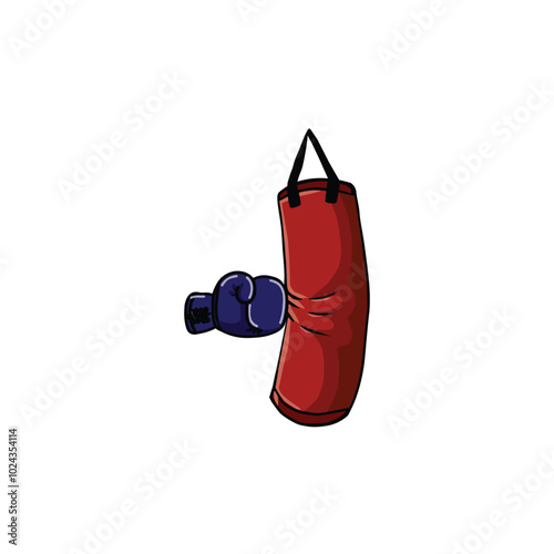Punching bag and boxing gloves vector design 