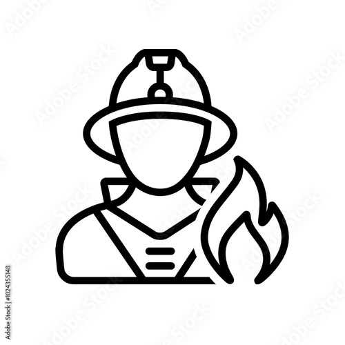 fireman icon, isolated on white background, Vector 