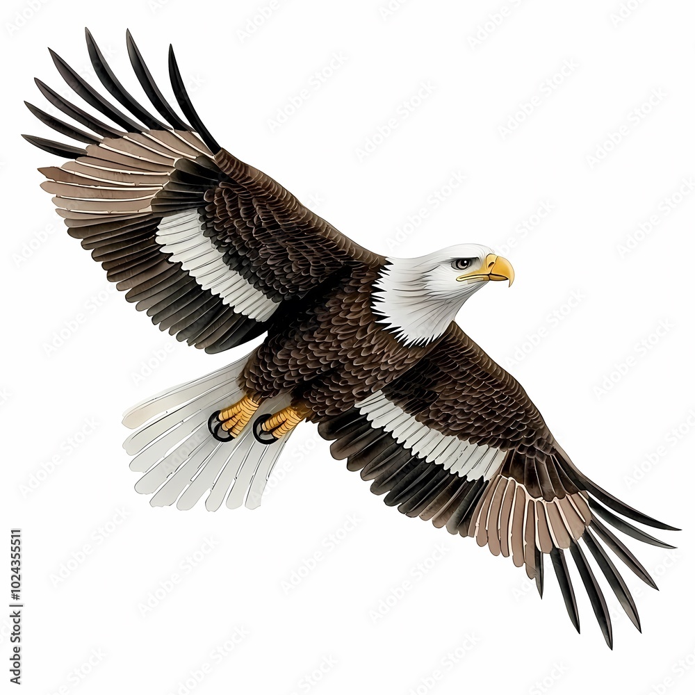 Fototapeta premium Majestic Eagle Soaring Through the Clear Blue Sky
