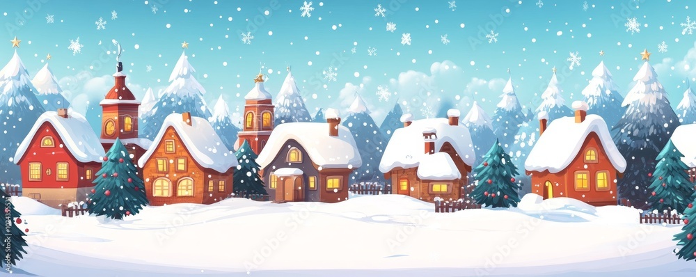 Christmas background banner cartoon style, ai generated Christmas background banner cartoon style, ai generated