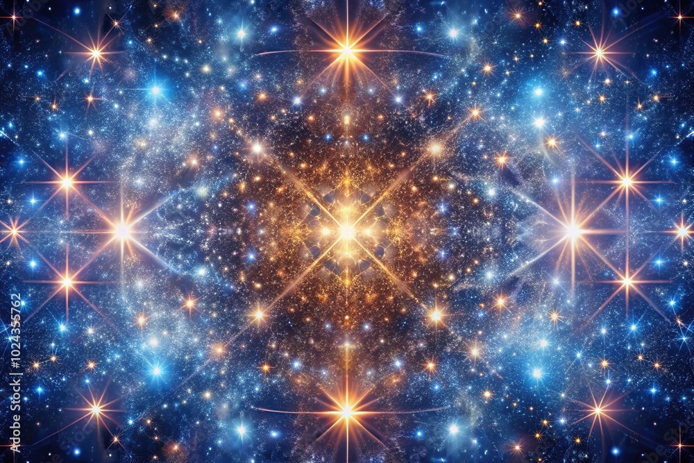 Symmetrical abstract background with stars in space Symmetrical abstract background with stars in space