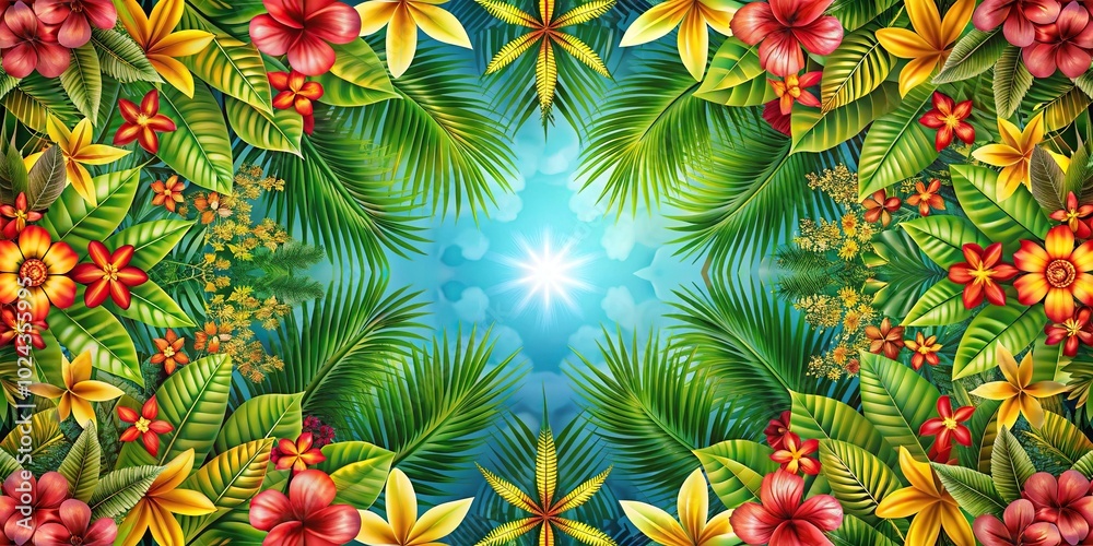 Symmetrical abstract background with tropical Polynesian art Symmetrical abstract background with tropical Polynesian art