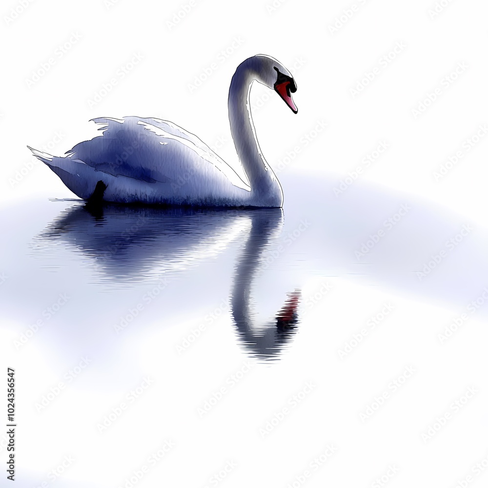 Fototapeta premium Graceful Swan Gliding Across a Calm Lake