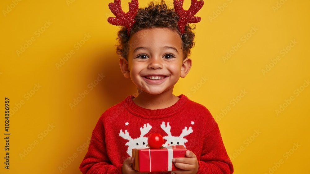 Fototapeta premium The Happy Child with Gift