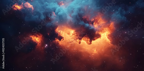 Colorful space with nebula and stars cosmos universe science astronomy background. 