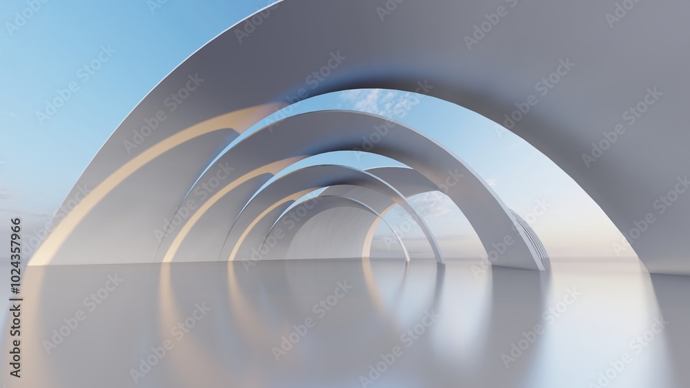 Obraz premium Abstract architecture background arched interior 3d render