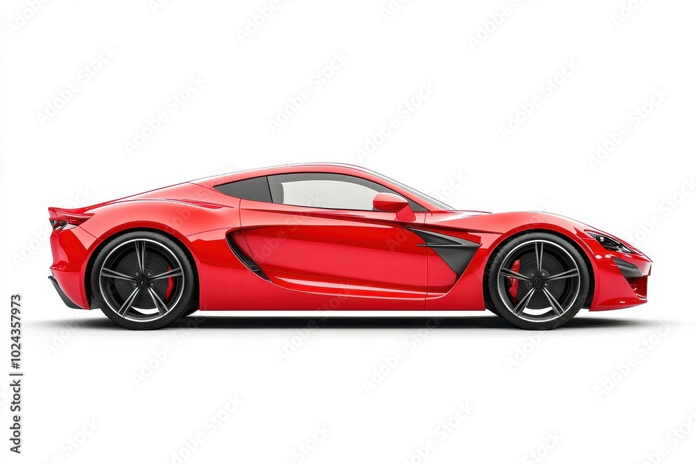 Lateral red sport car isolated on a white background, side view Lateral red sport car isolated on a white background, side view