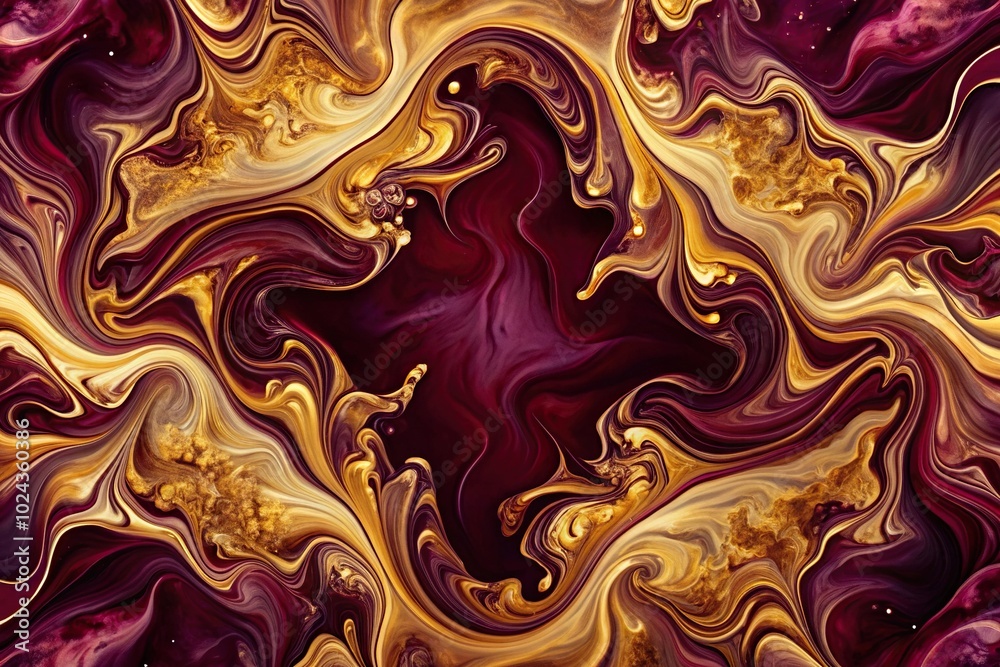 symmetrical burgundy and gold fluid painting ideal for fine dining symmetrical burgundy and gold fluid painting ideal for fine dining