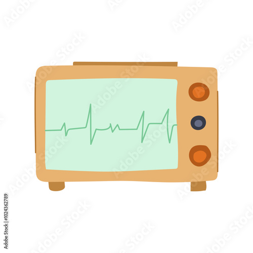 ecg ekg monitor cartoon. herhythm cardiac, electrodes waveform, arrhythmia portable ecg ekg monitor sign. isolated symbol vector illustration