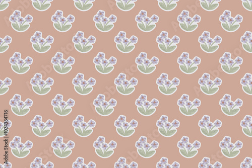 Flower Plant Seamless Pattern Beautiful Soft Color Modern Simple Cactus PNG Transparent Background