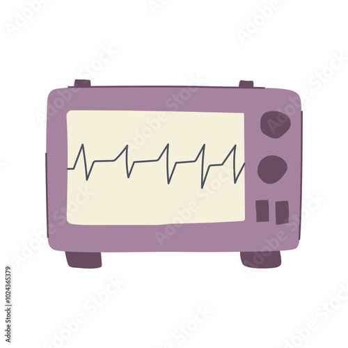 arrhythmia ekg monitor cartoon. portable wireless, telemetry leads, interpretation analysis arrhythmia ekg monitor sign. isolated symbol vector illustration
