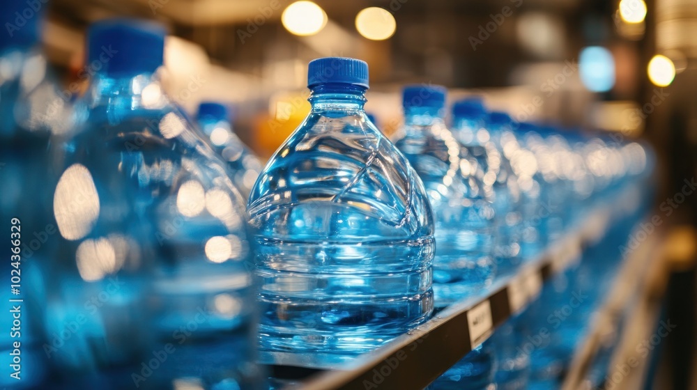 Water Bottles on Shelf Water Bottles on Shelf