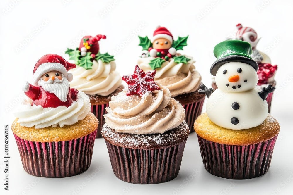 set of 4 Christmas Xmas Cupcake muffin with icing frosting topping of angel set of 4 Christmas Xmas Cupcake muffin with icing frosting topping of angel