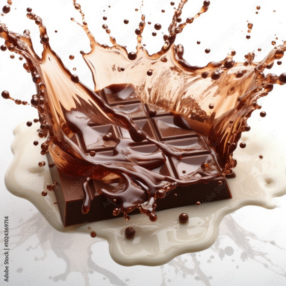 Rich and Creamy Chocolate Splash on a Smooth White Background