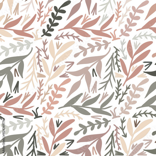 Flower Plant Seamless Pattern Beautiful Soft Color Modern Simple PNG Transparent Background