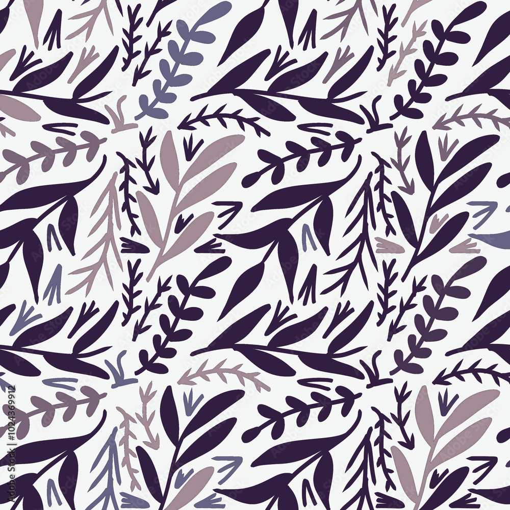 Flower Plant Seamless Pattern Beautiful Soft Color Modern Simple PNG Transparent Background