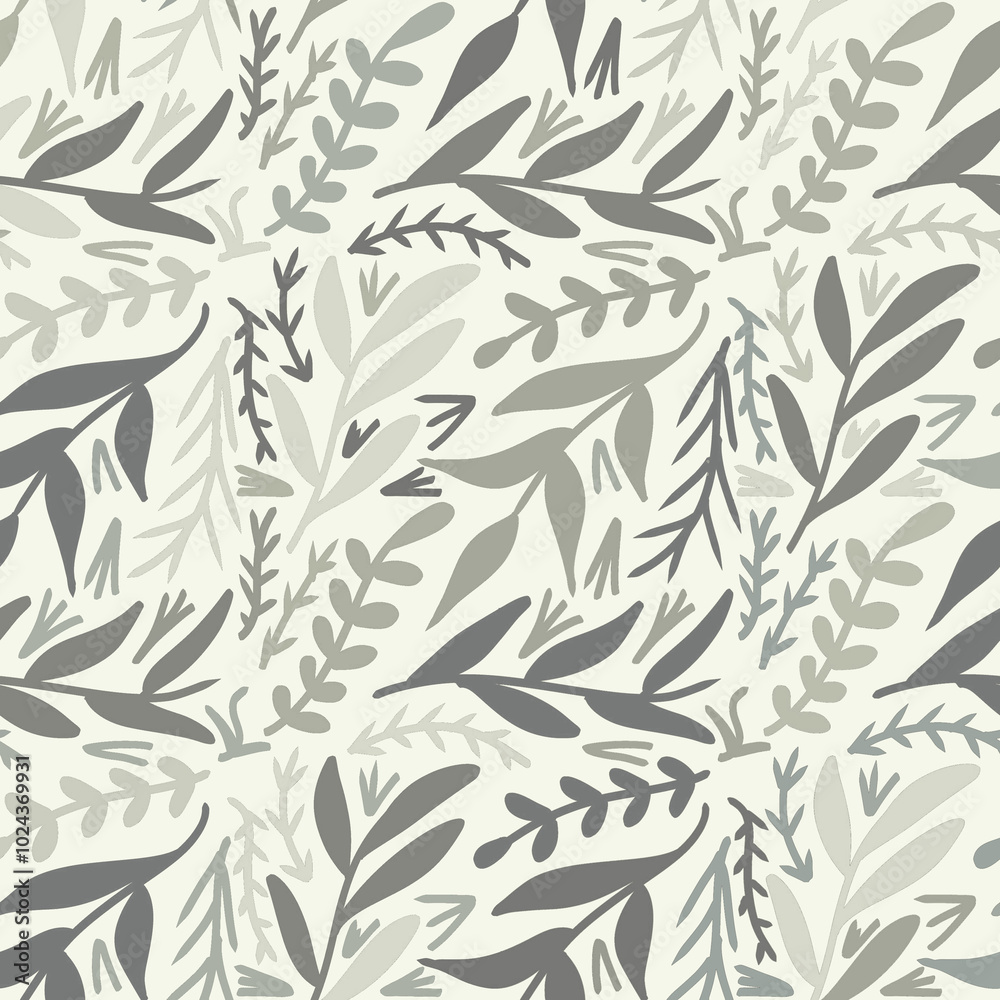 Flower Plant Seamless Pattern Beautiful Soft Color Modern Simple PNG Transparent Background
