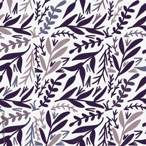 Flower Plant Seamless Pattern Beautiful Soft Color Modern Simple PNG Transparent Background