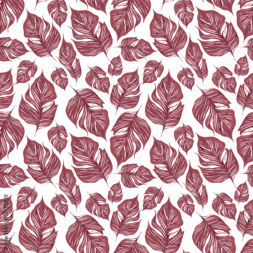 Flower Plant Seamless Pattern Beautiful Soft Color Modern Simple PNG Transparent Background
