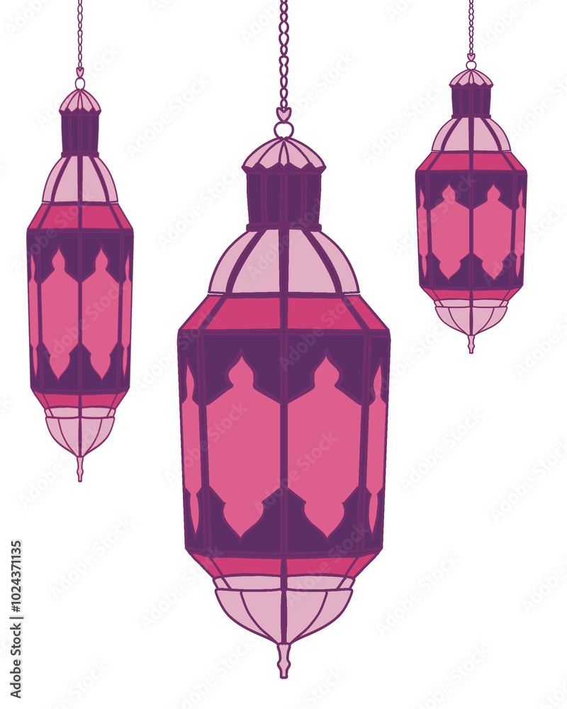 Obraz premium Arab islamic lantern or lamp silhouettes, ramadan or eid mubarak holiday illumination items. Isolated vector ornate symbols of light, joy and celebration. Decorative homes and street festive lamps set