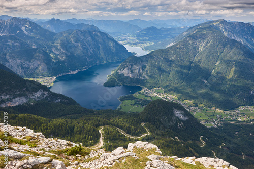 Five fingers landmark viewpoint and Hallstater lake. Upper Austria photo