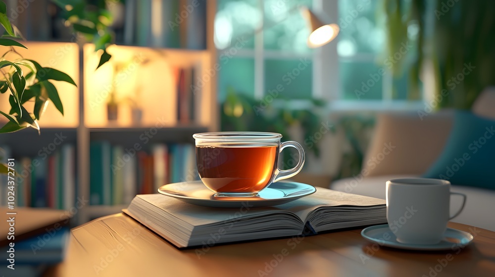 Cozy and Inviting Reading Nook Featuring Bookshelves Soft Lighting and a Comforting Cup of Tea A Peaceful Sanctuary for Bibliophiles and Readers to Unwind and Indulge in Their Favorite Books Cozy and Inviting Reading Nook Featuring Bookshelves Soft Lighting and a Comforting Cup of Tea A Peaceful Sanctuary for Bibliophiles and Readers to Unwind and Indulge in Their Favorite Books