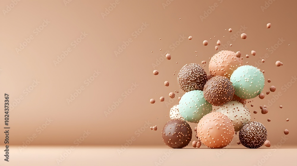 Top Down View of Colorful Chocolate Truffles