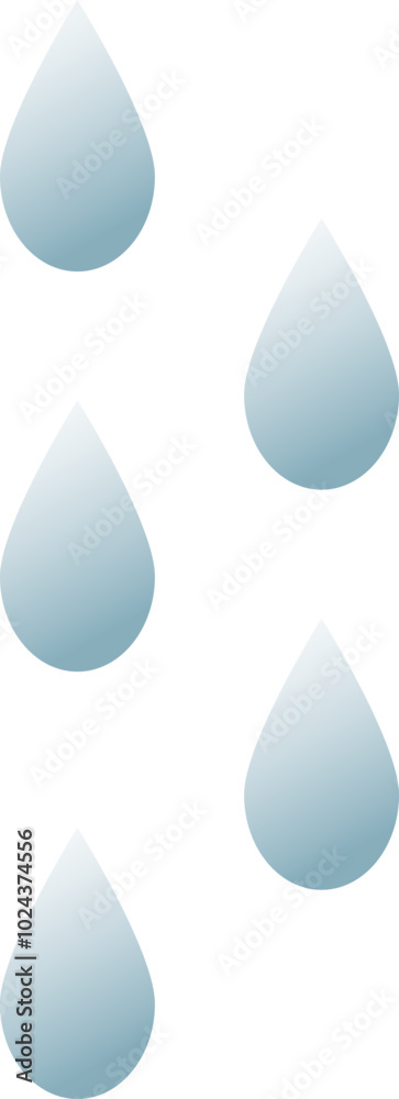 Five blue waterdrops symbolizing purity and freshness. Five blue waterdrops symbolizing purity and freshness.