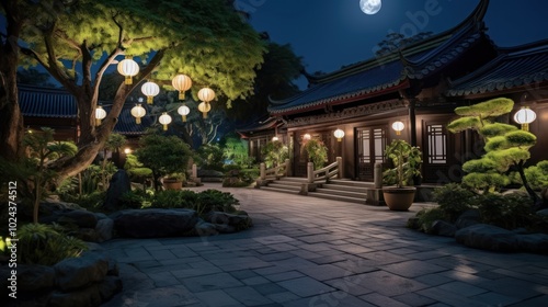 Nighttime Serenity in a Chinese Garden